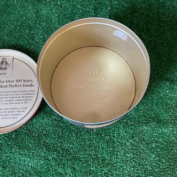 Pure Quaker Oats Limited Edition 1983 Vintage Tin Can Storage w/ Cookie Recipe - Picture 10 of 12
